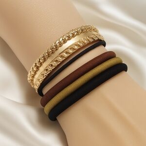 Francesca's Gold-Tone Hair Tie Bracelet with Multi-Color Elastic Bands